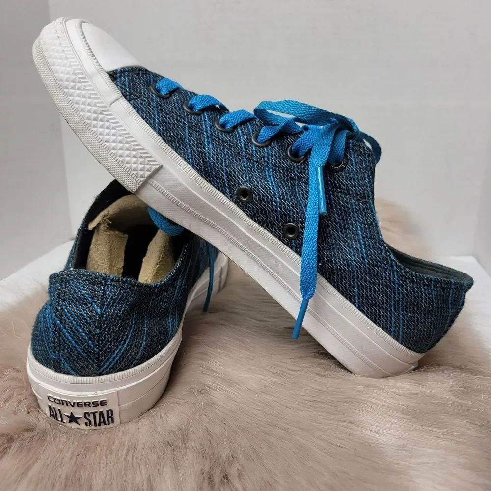 Converse Chuck Taylor All Star II Ox Knit 151091C Blue Men's Shoes Size 8 - Picture 6 of 10